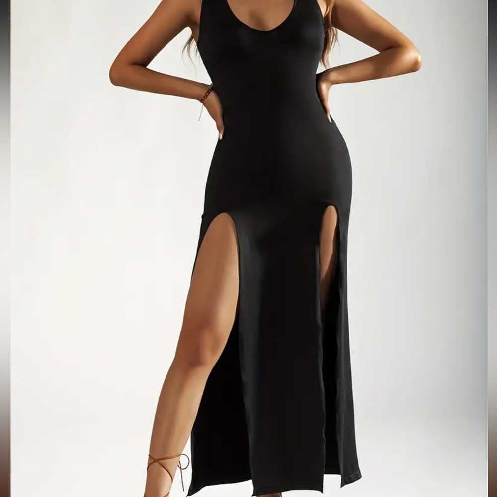 Dorothy Black Maxi Dress With Front Slits